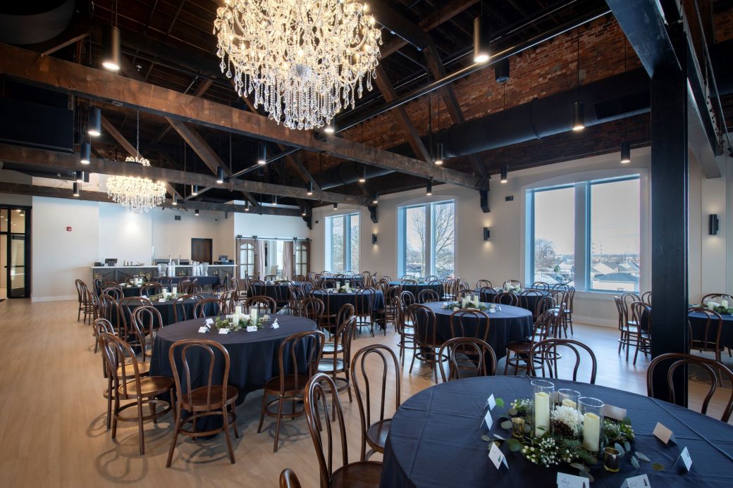 event room facing bar and bridal suite