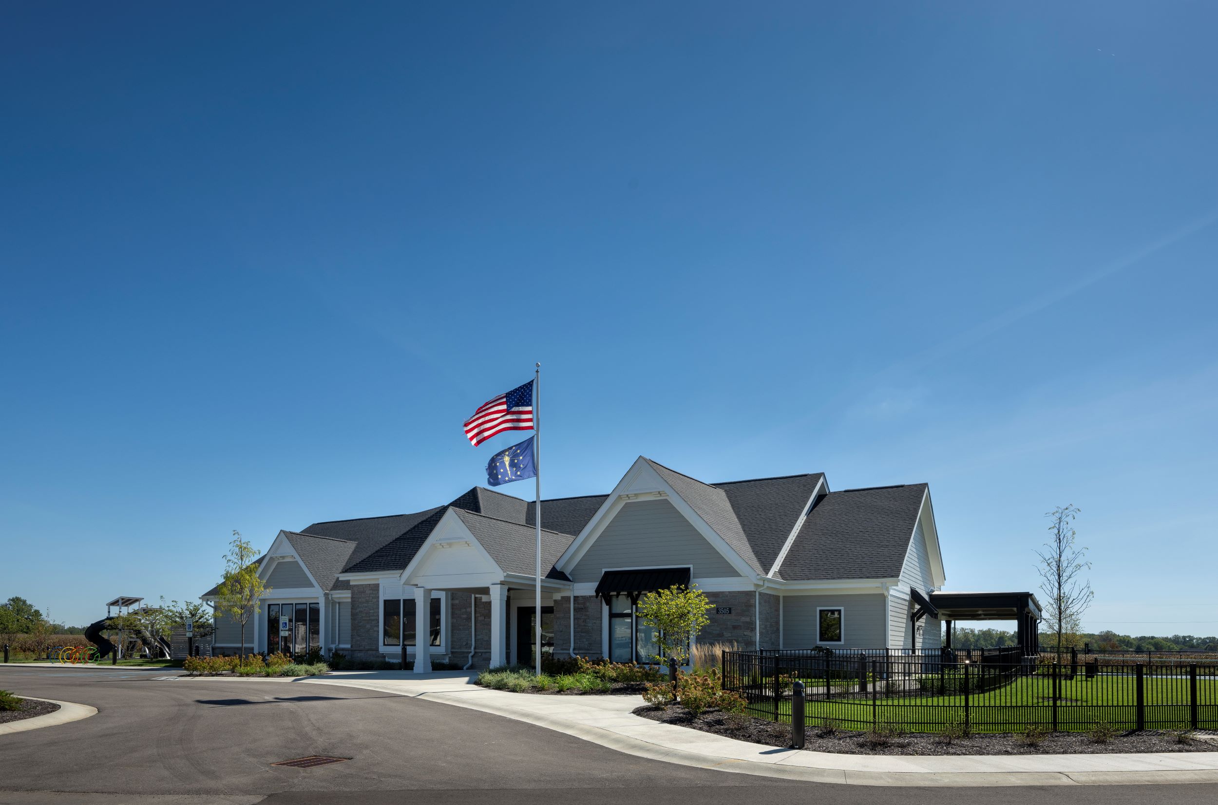 exterior of clubhouse building