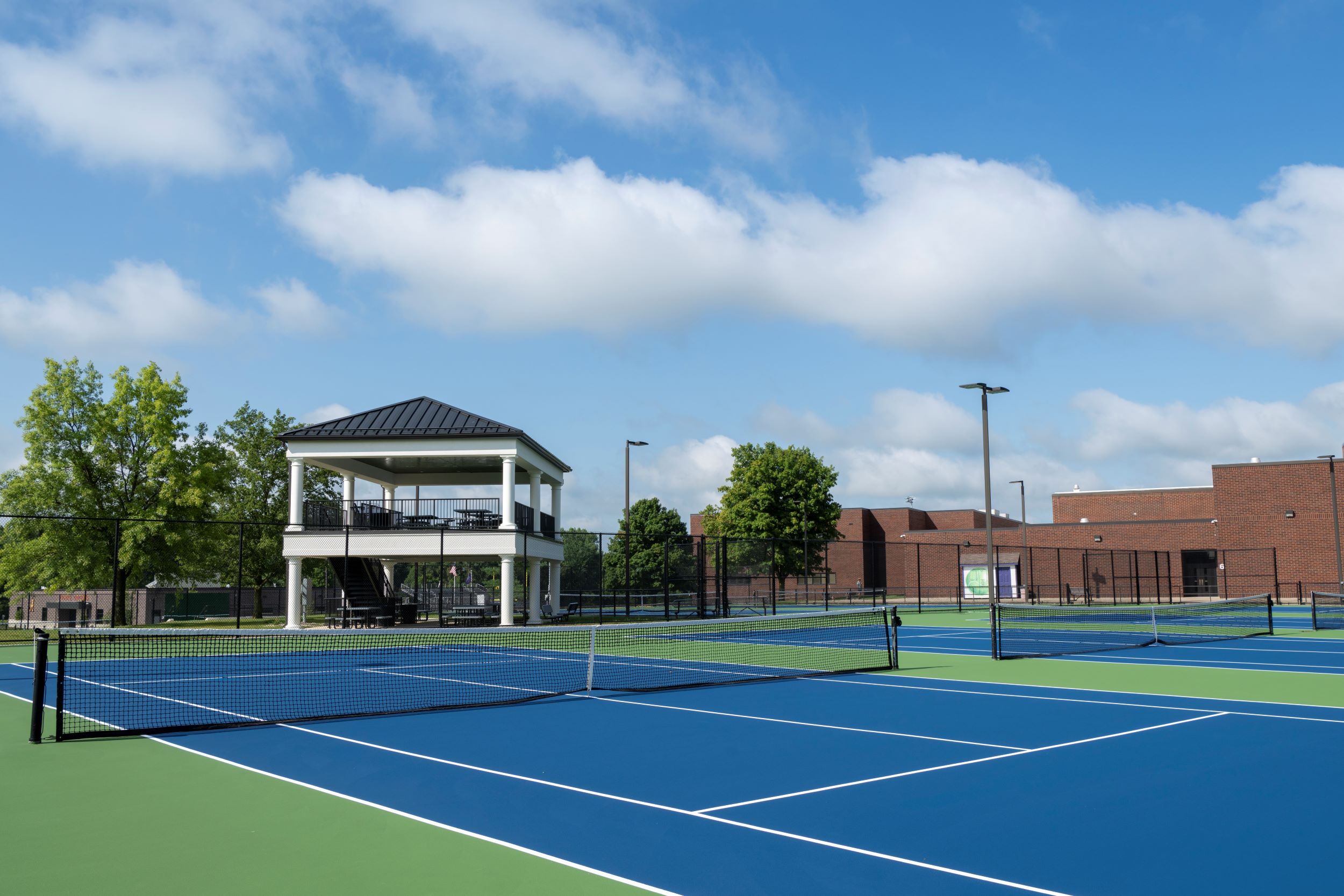 tennis courts and spectator structure