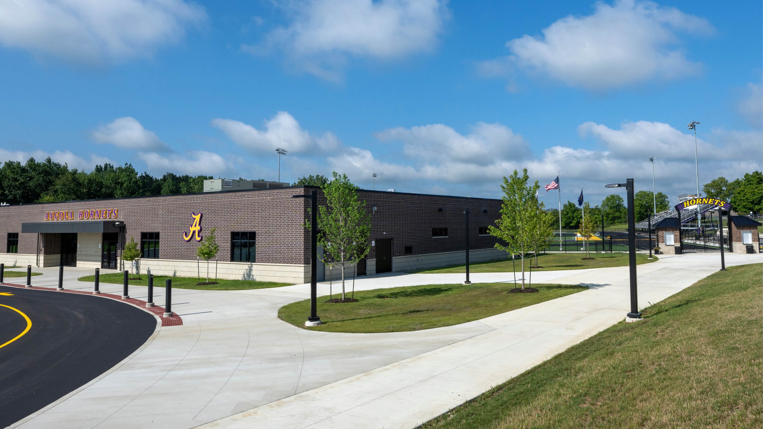 locker room building and field entrance