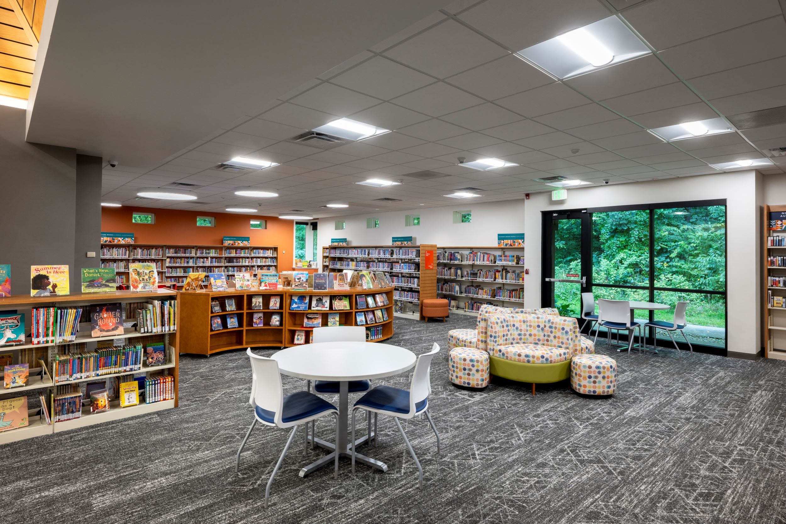 lounge near children's section of library