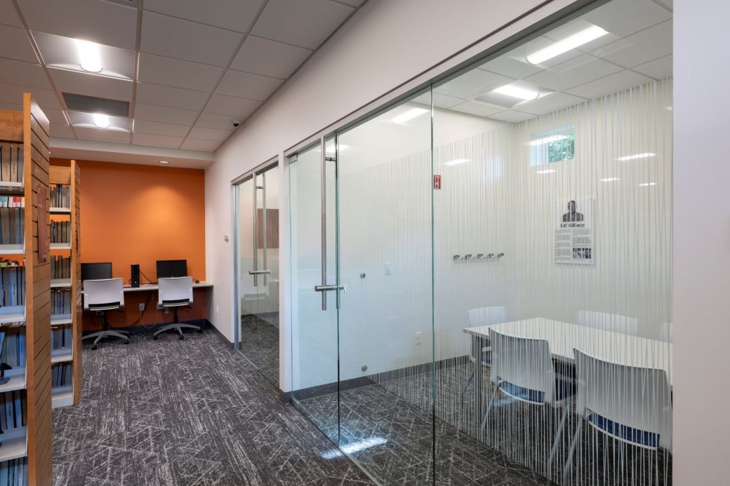 private meeting rooms with glass walls