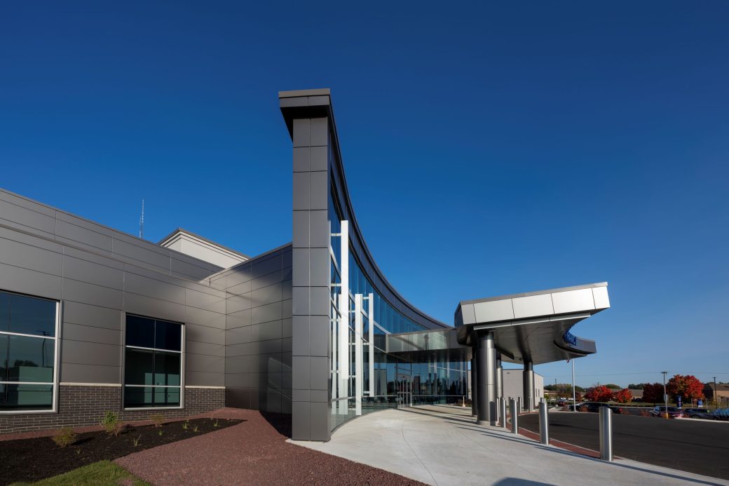 side view of entrance canopy